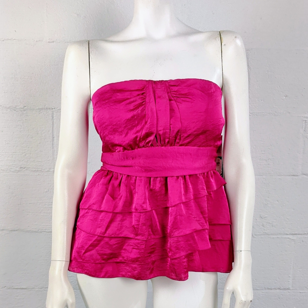 XOXO Y2K Pink Strapless Ruffle Top